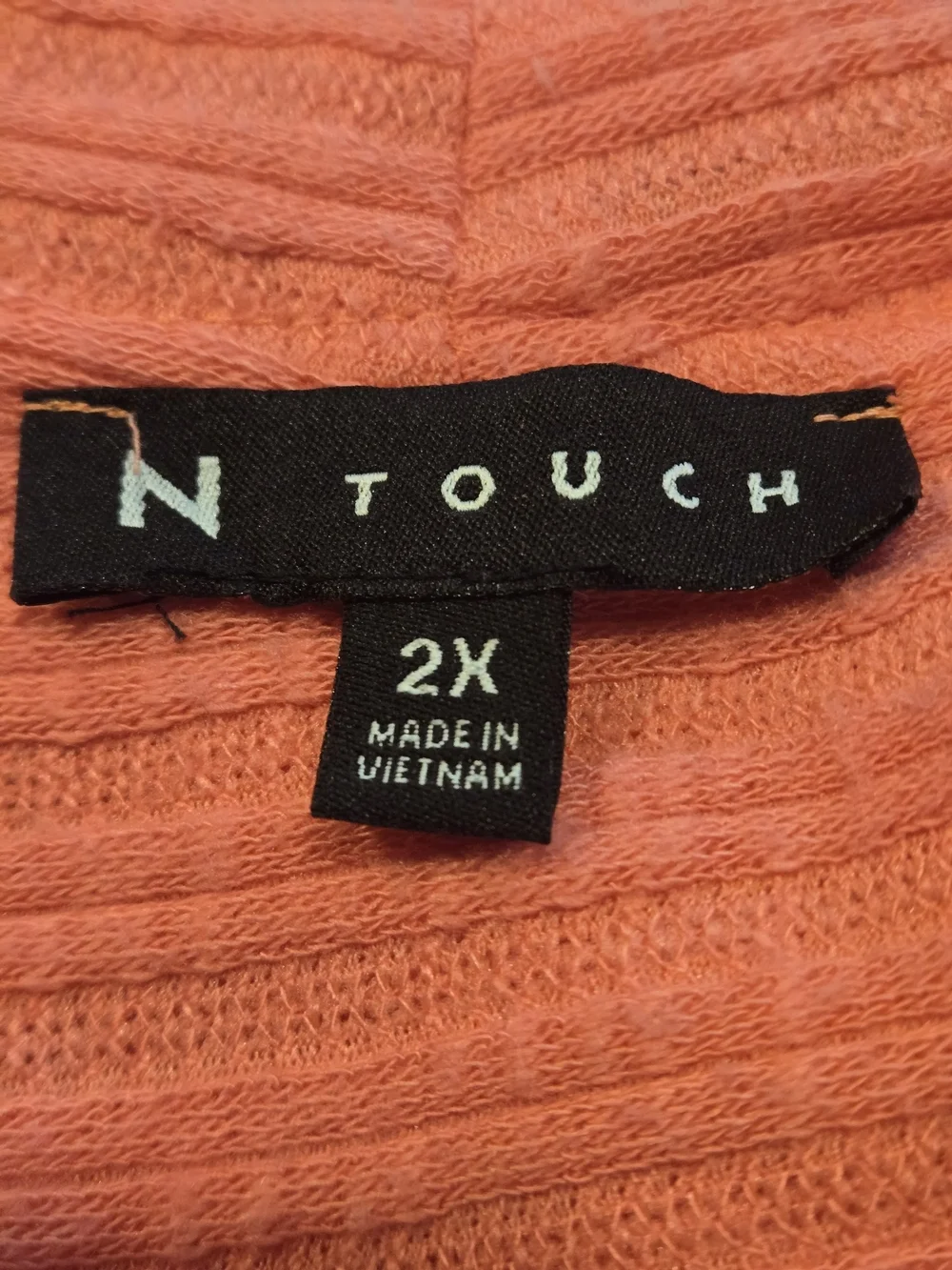 N Touch 2 pc Womens 2X Open Front Coral-Pink Textured Oversized Cardigan & Shell